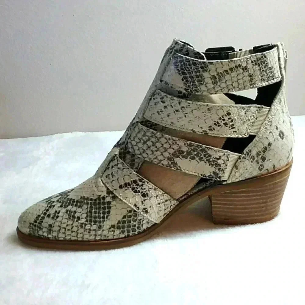 crevo cream leather snake cage ankle booties